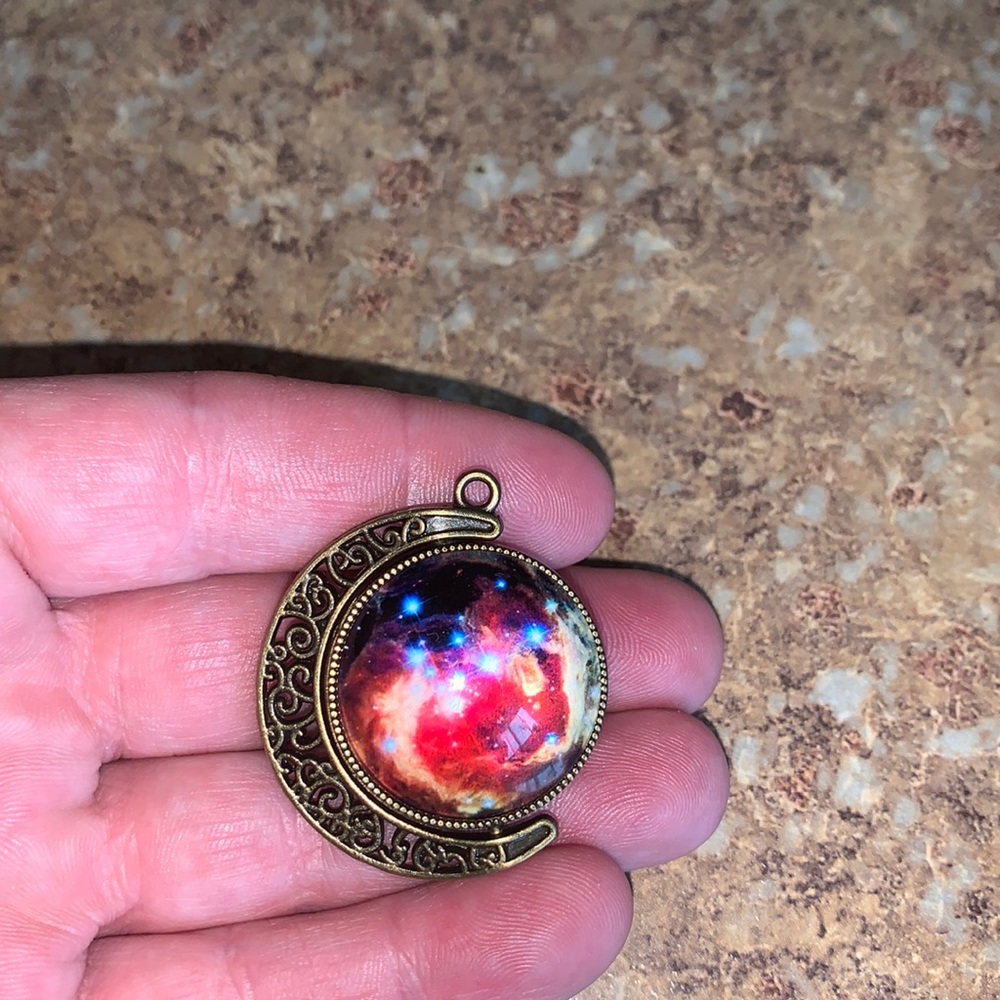Cute double sided galaxy, space pendant!